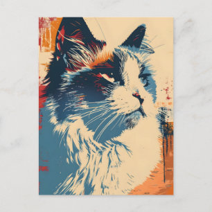 Ragdoll Cat Vintage Art Postcard
