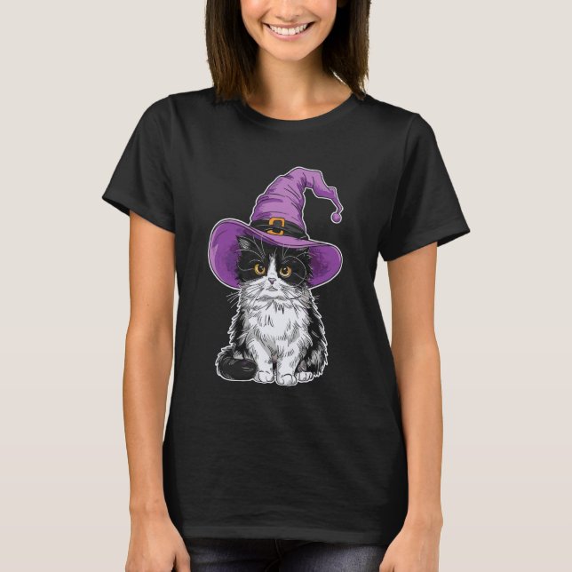 Ragdoll Cat Witch Halloween T-Shirt (Front)