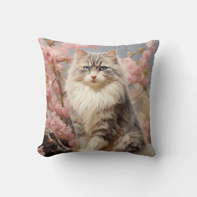 Ragdoll cat with flowers cushion (Front)