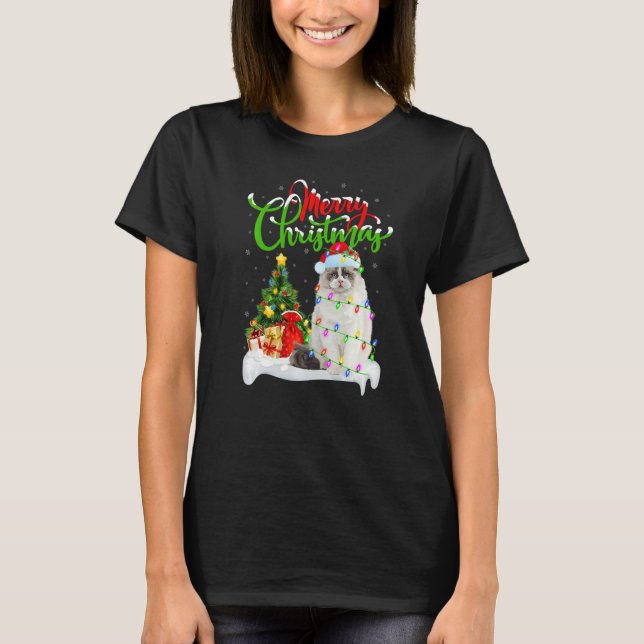 Ragdoll Cat  Xmas Decorations Santa Ragdoll Christ T-Shirt (Front)