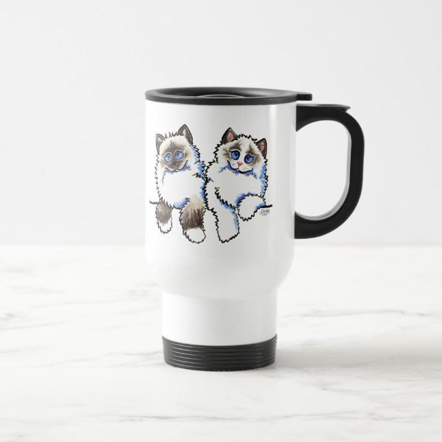 Ragdoll Cats Pair of Dolls Off-Leash Art™ Travel Mug (Right)