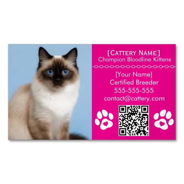 Ragdoll Cattery Customisable Cat Breeder Magnet  (Front)