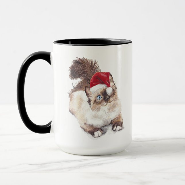Ragdoll Christmas Mug by Artist GV Hemmings (Left)