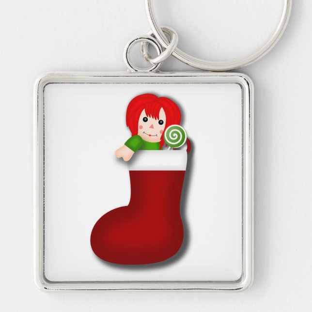 RAGDOLL CHRISTMAS STOCKING KEY RING (Front)