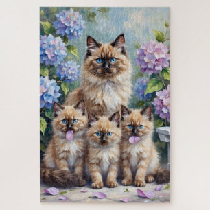 Ragdoll Hydrangea Garden Art Jigsaw Puzzle