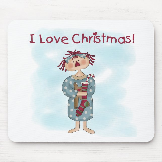 Ragdoll I Love Christmas Tshirts and Gifts Mouse Mat (Front)