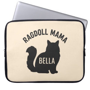 Ragdoll Mama Cat Silhouette Personalised Name Laptop Sleeve