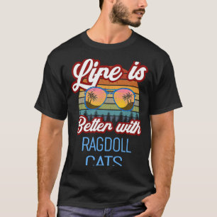 Ragdoll Retro Sunset   With Ragdoll Cats T-Shirt