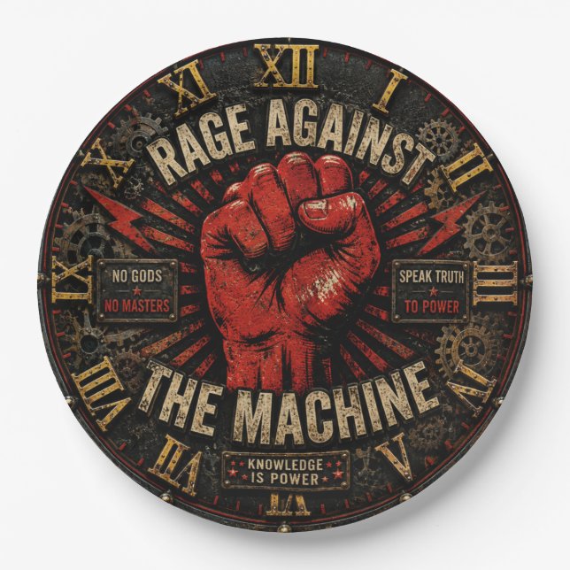 Rage Against the Machine Protest Art  Paper Plate (Front)