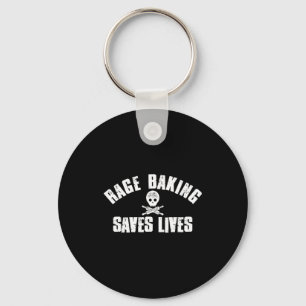 Rage Baking Saves Live Skull Funny Baker Cook Chef Key Ring