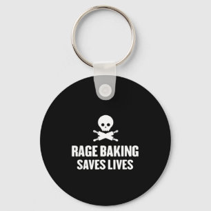 Rage Baking Saves Live Skull Funny Baker Cook Chef Key Ring