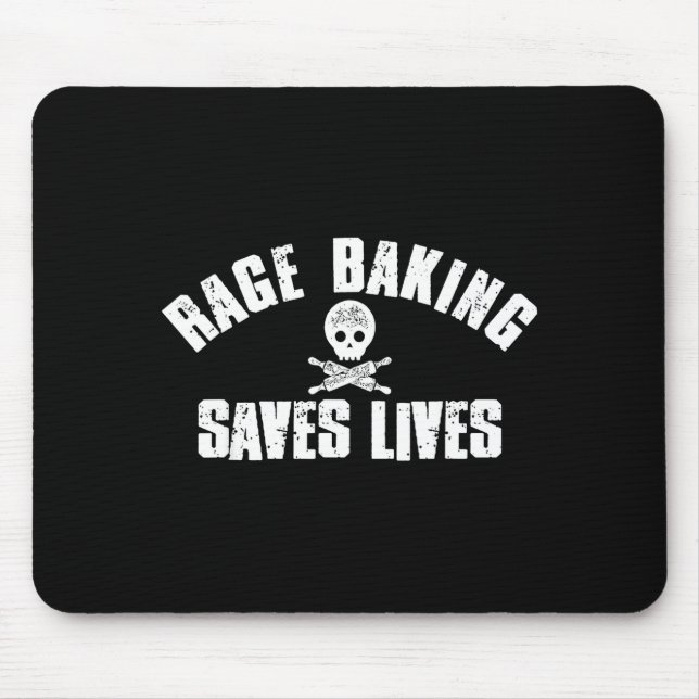 Rage Baking Saves Live Skull Funny Baker Cook Chef Mouse Mat (Front)