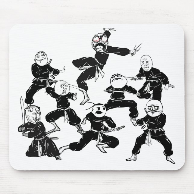 Rage Comic Meme Faces Ninja Gang Mousepad (Front)