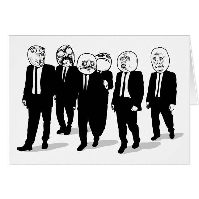 Rage Comic Meme Faces Walking. Me Gusta. (Front Horizontal)