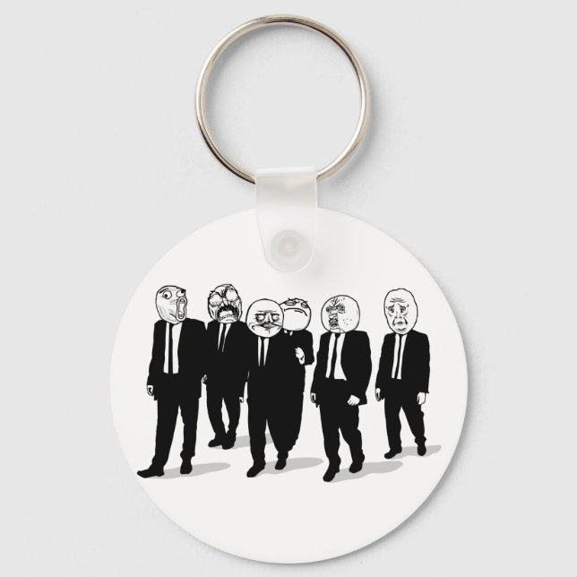 Rage Comic Meme Faces Walking. Me Gusta. Key Ring (Front)
