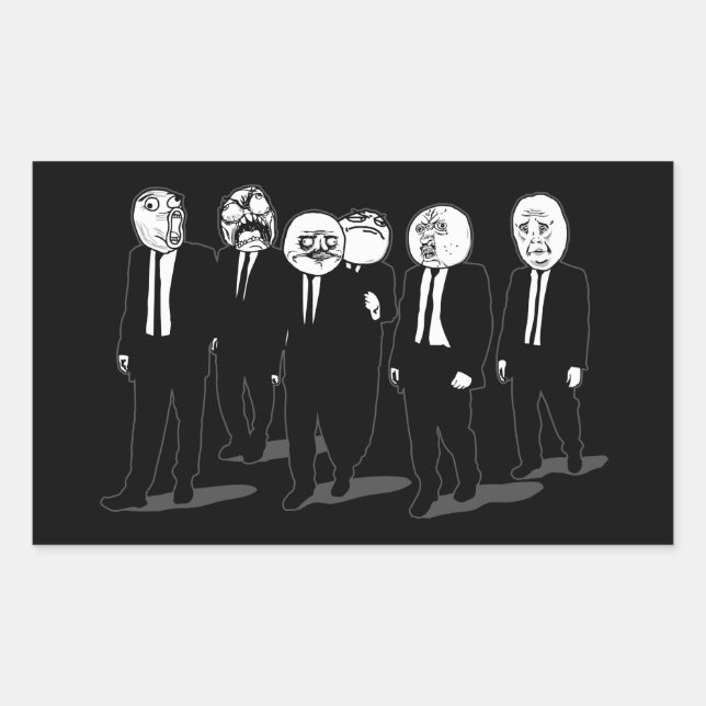 Rage Comic Meme Faces Walking. Me Gusta. Rectangular Sticker (Front)