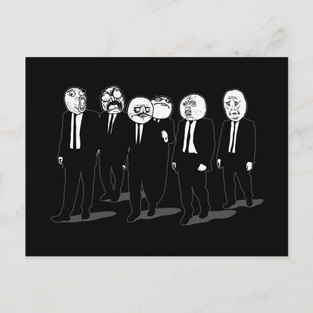 rage comic meme faces walking postcard (Front)