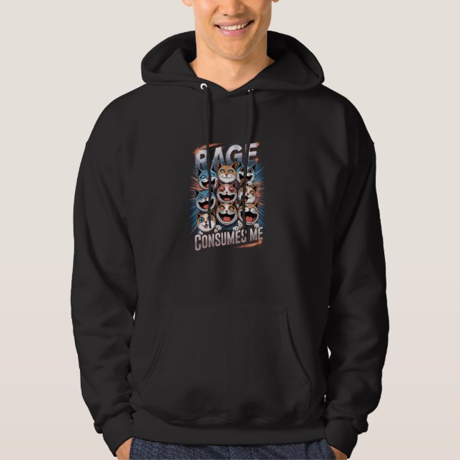 Rage Consumes Me Cat Faces Hoodie (Front)