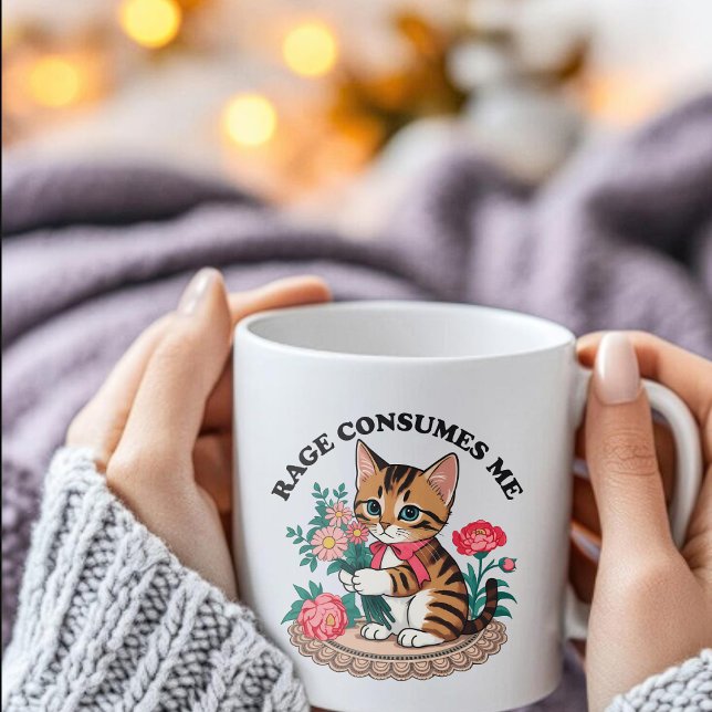 Rage Consumes Me,Cat Flower,Cute Kitty Cat Meme  Mug (Creator Uploaded)