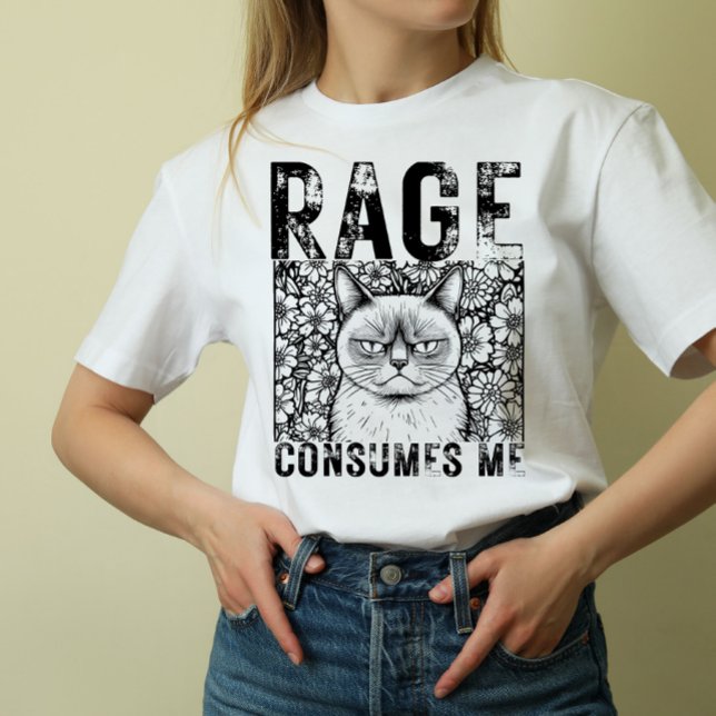 Rage Consumes Me Cat Meme Line Art Unisex  T-Shirt (Creator Uploaded)