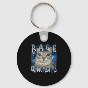 Rage Consumes Me Cat Vintage Funny Meme Key Ring
