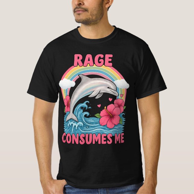rage consumes me dolphin  meme   T-Shirt (Front)