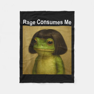 Rage Consumes Me Frog Funny Frog Bob Haircut Meme Fleece Blanket
