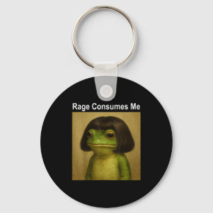 Rage Consumes Me Frog Funny Frog Bob Haircut Meme  Key Ring
