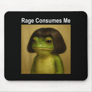 Rage Consumes Me Frog Funny Frog Bob Haircut Meme Mouse Mat