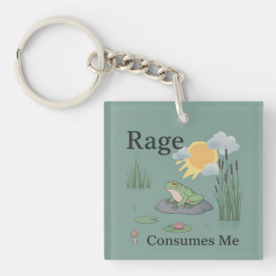 Rage Consumes Me Frog Pond Meme Frog Vintage Style Key Ring