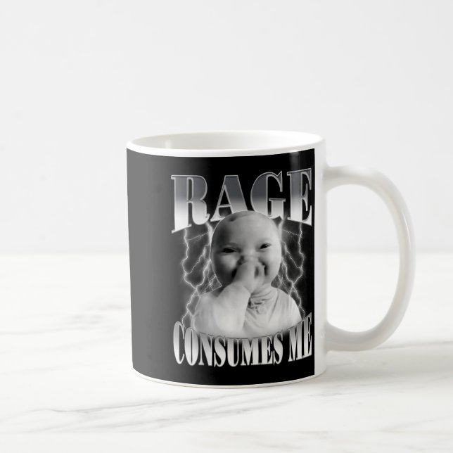 Rage Consumes Me Funny Ai Baby Holding Laugh Brain Coffee Mug (Right)