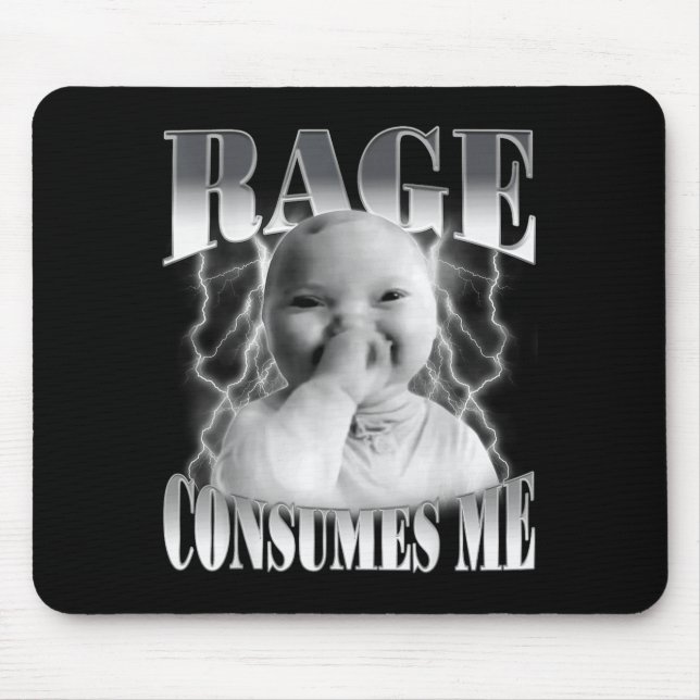 Rage Consumes Me Funny Ai Baby Holding Laugh Brain Mouse Mat (Front)