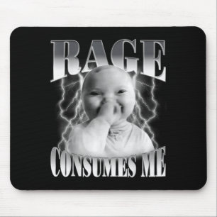 Rage Consumes Me Funny Ai Baby Holding Laugh Brain Mouse Mat