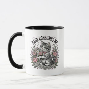 Rage Consumes Me Funny Cat Mug - Vintage Floral Ca