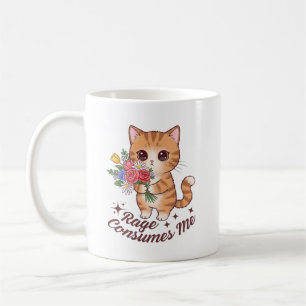 Rage Consumes Me Kitten Flowers Cute Minimalist  Coffee Mug
