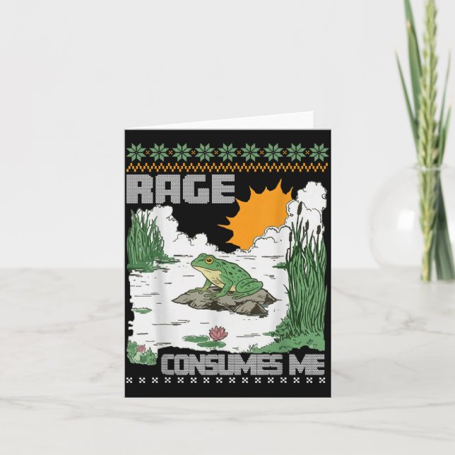 Rage Consumes Me Ugly Christmas Sweaters Funny Fro Card (Front)