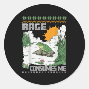 Rage Consumes Me Ugly Christmas Sweaters Funny Fro Classic Round Sticker