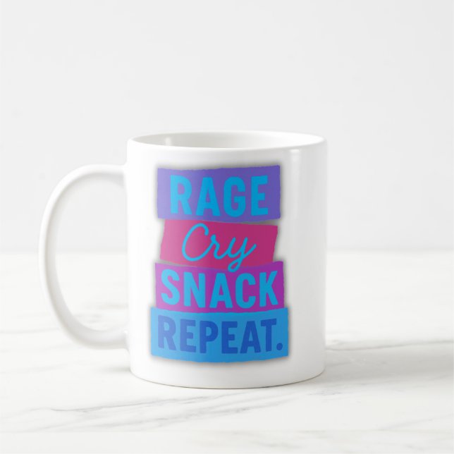 RAGE. Cry. SNACK. REPEAT Coffee Mug (Left)
