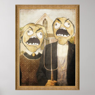 Rage Face Meme Face Comic Classy Painting Poster