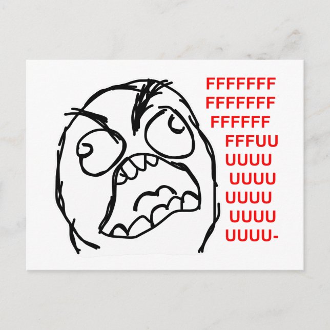 rage face rage comic meme lol rofl postcard (Front)