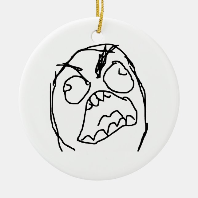 Rage Guy Angry Fuu Fuuu Rage Face Meme Ceramic Tree Decoration (Front)