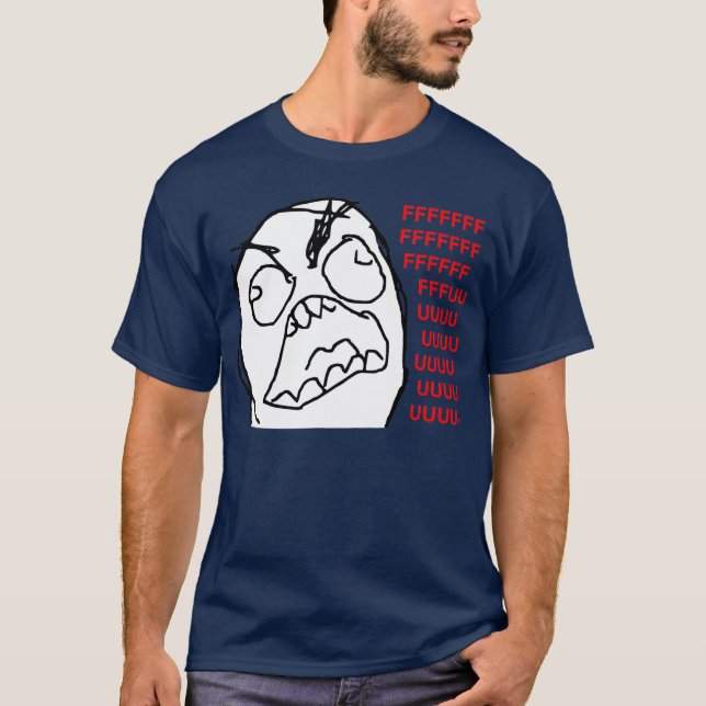 Rage Guy Angry Fuu Fuuu Rage Face Meme T-Shirt (Front)