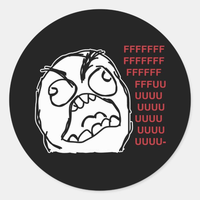 Rage guy fuuu fuuuu classic round sticker (Front)