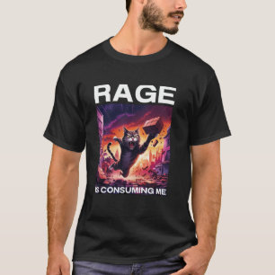 Rage Is Consuming Me Funny Silly Staring Cat Meme T-Shirt