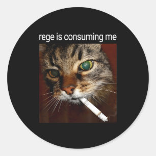 Rage Is Consuming Me Silly Staring Funny Smoking C Classic Round Sticker