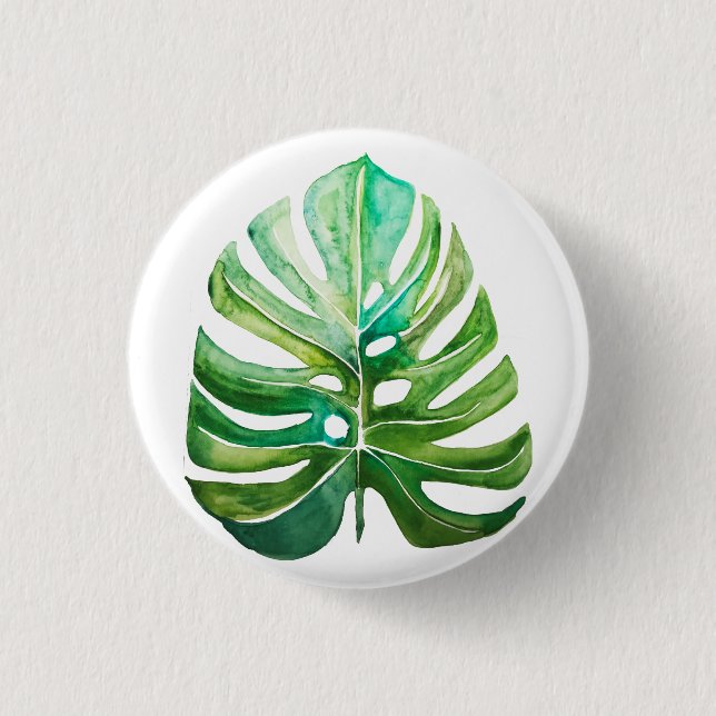 Rage on Monstera Leaf Button (Front)