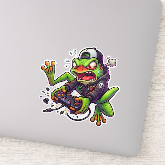 Rage Quit Gamer Frog Sticker (Detail)