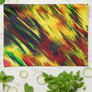 Raged stained from red to yellow, a little green tea towel