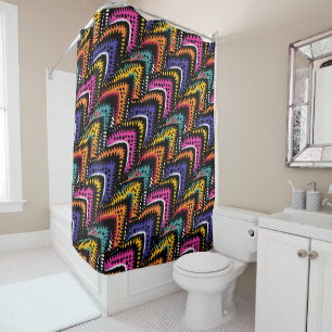Ragged Arches Spiky: blue pink orange black Shower Curtain