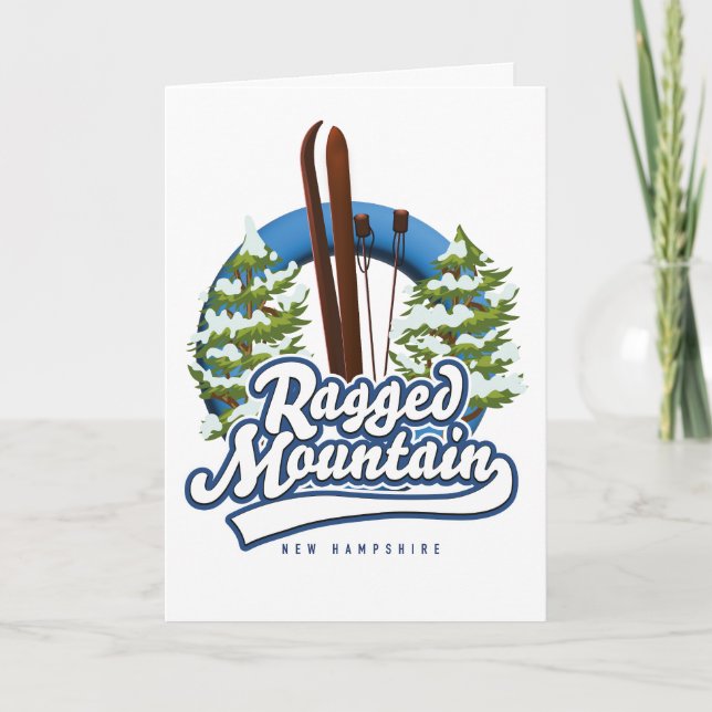 Ragged Mountain New Hampshire ski logo Holiday Card (Front)